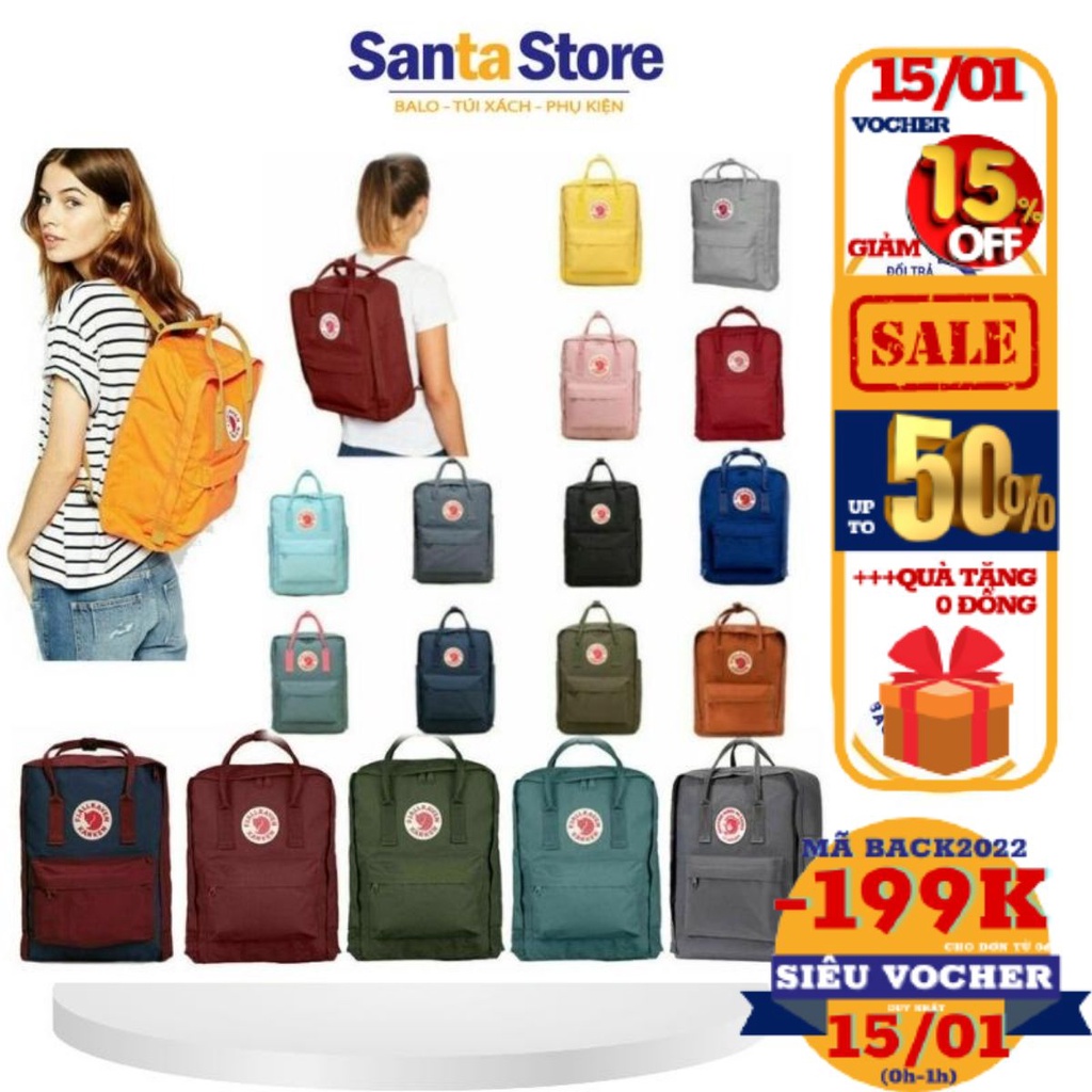 Balo Kanken nam nữ Unisex thời trang đi học SANTA STORE KKCLX vải chống nước đựng laptop A4 phong cách ulzzang Hàn Quốc