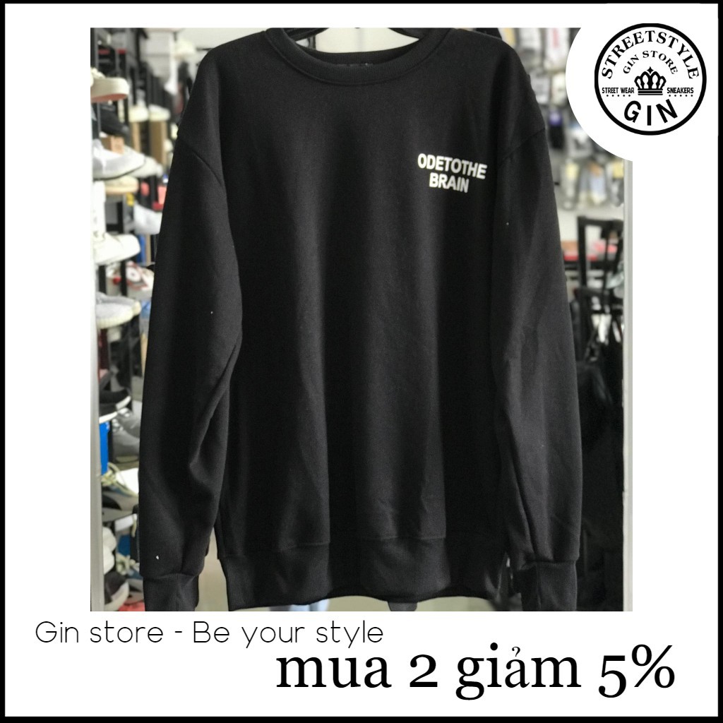 Áo sweater đen chữ trắng unisex ( Gin store )