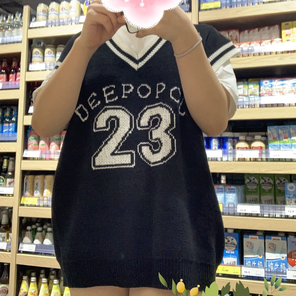 Set Áo Sơ Mi Cổ Chữ V Form Rộng Và Áo Khoác Không Tay Thời Trang Mới Trẻ Trung Sành Điệu Cho Nữ