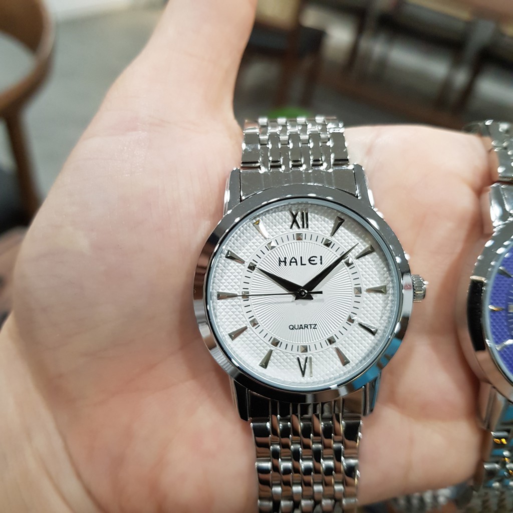 Đồng hồ nam Halei dây thép lụa bạc cao cấp chính hãng TONY WATCH 68