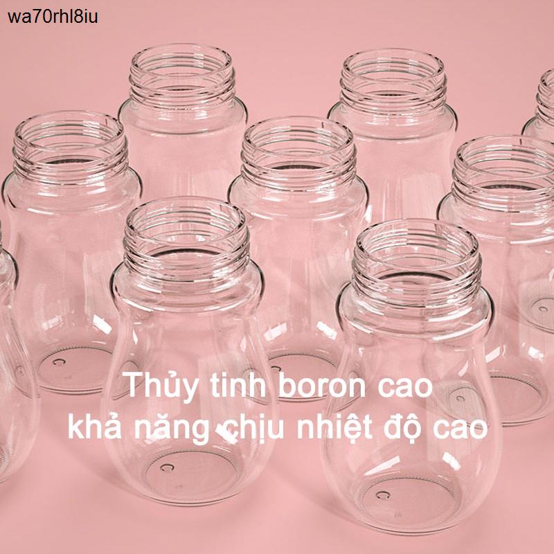 bình sữa cho béBình sữa thủy tinh miệng rộng có núm silicone cho trẻ em 0-6 tháng