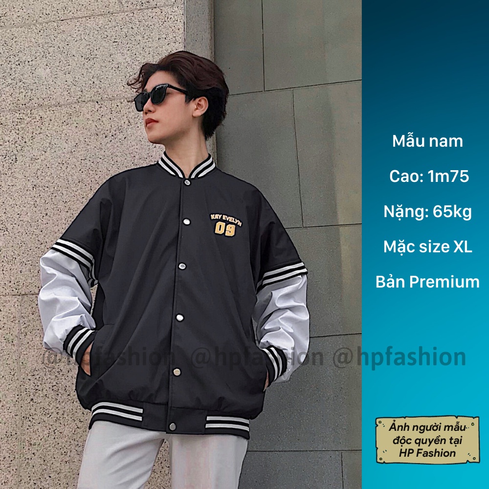 Áo bomber Varsity form rộng EVELYN 09 vải dù cao cấp ❤️ Áo khoác bóng chày dáng Unisex nam nữ D06