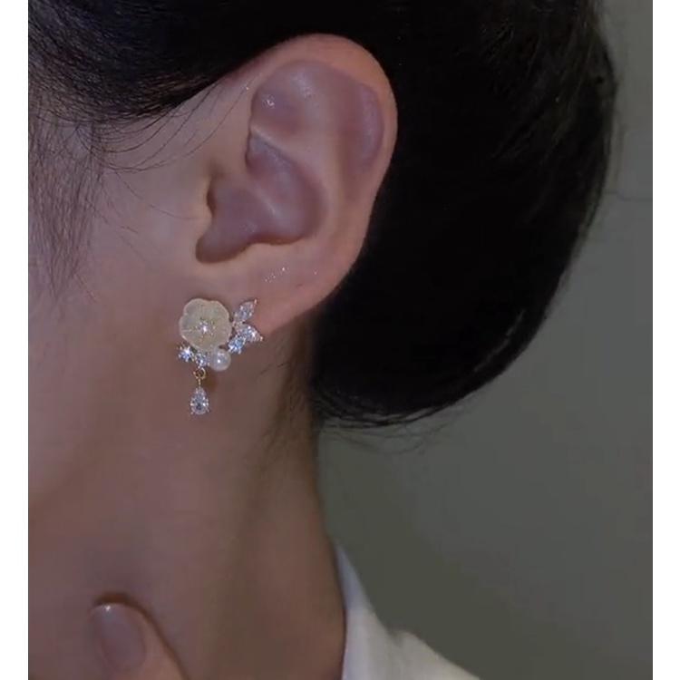 Bông Tai Hình Hoa Đính Đá Zircon Phong Cách Thời Trang Chất Lượng Cao 2022