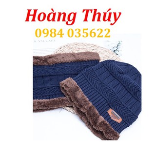 Set Mũ len thời trang cho Nam & Nữ (Màu Xanh coban)