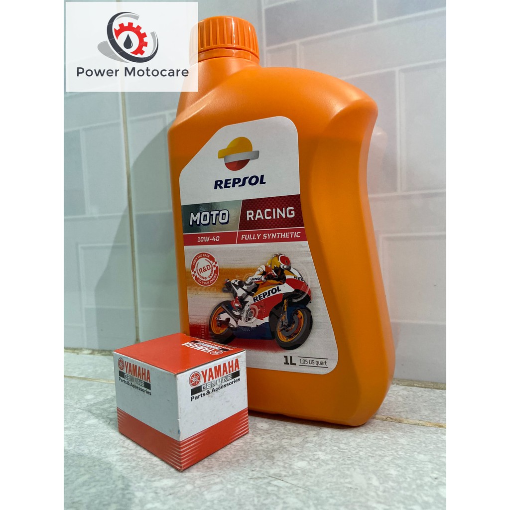 Repsol Châu Á - Combo Nhớt Repsol Moto Racing 10W-40 1 Lít + Lọc Nhớt Yamaha