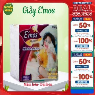 Khăn giấy vuông, giấy vệ sinh đa năng E'mos 100  tờ/bịch