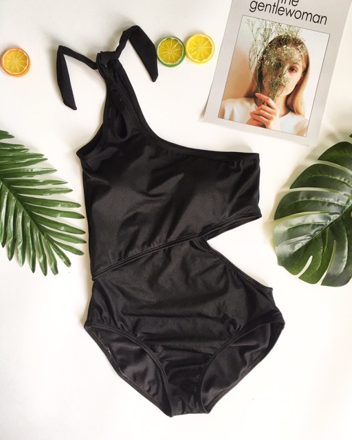 Bikini chéo vai cột nơ một mảnh nhiều màu