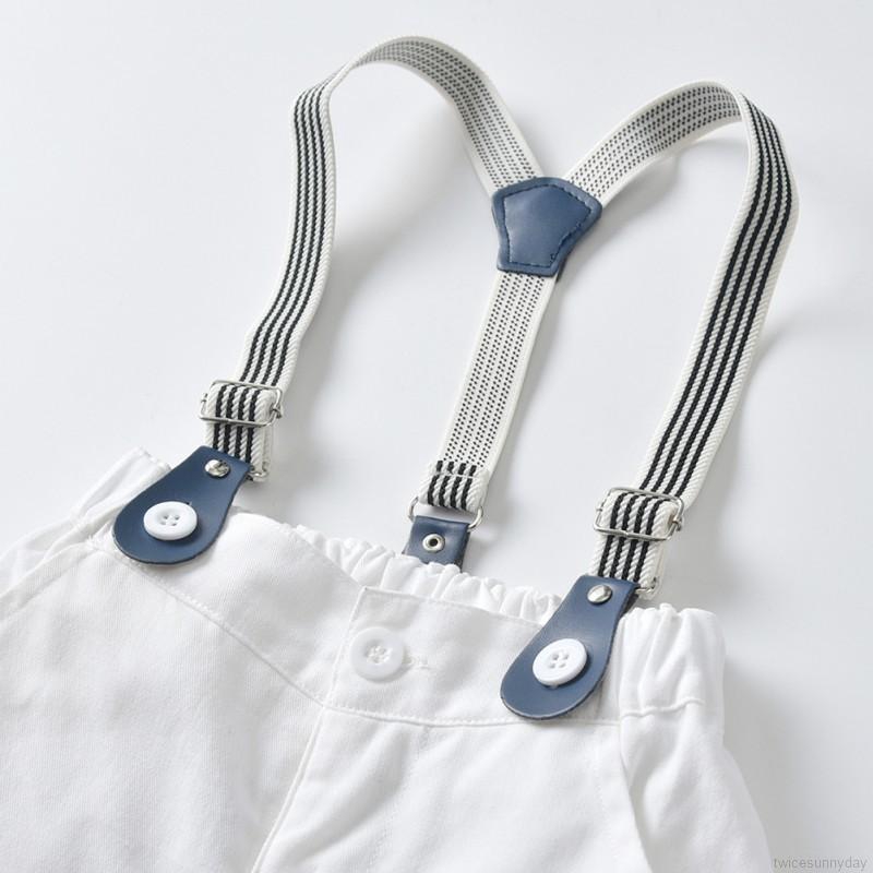 Set áo sơ mi caro + quần short + dây nơ đeo cổ dễ thương cho bé trai