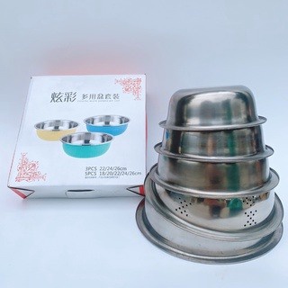 SP000709 SÉT RỔ CHẬU 5 món INOX