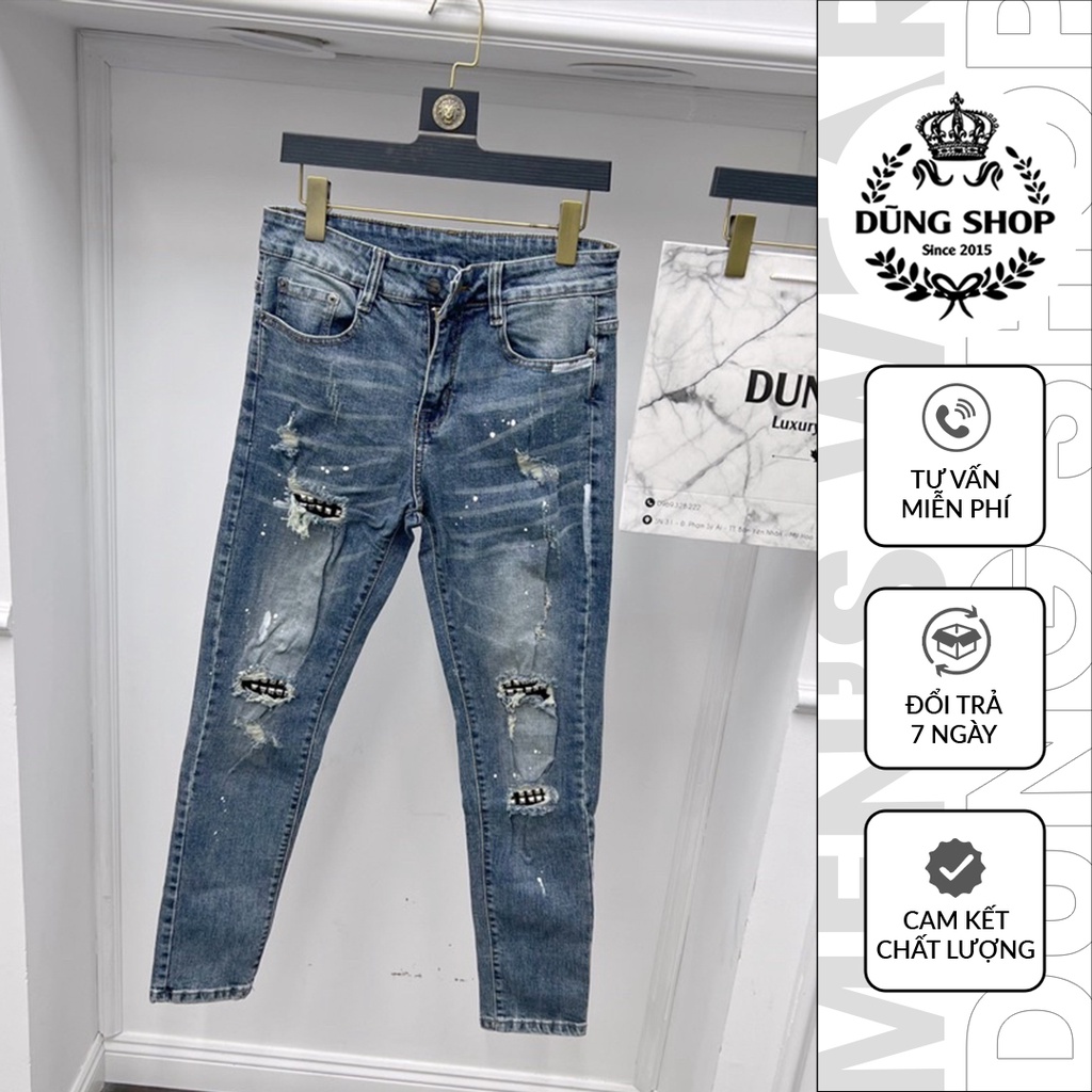 Quần bò rách đính đá thiết kế mới thời trang,đẳng cấp -T007
