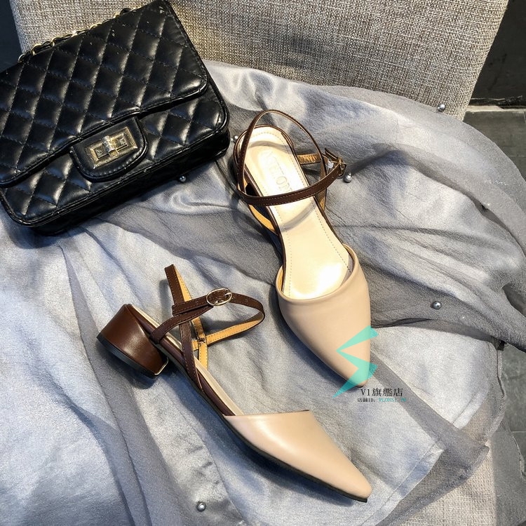 Giày Sandal Gót Thấp Mũi Nhọn Đơn Giản Phong Cách Hàn Quốc Dành Cho Nữ V1 | BigBuy360 - bigbuy360.vn