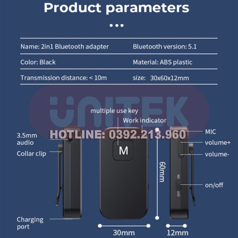 Bộ Thu Và Phát Âm Thanh Bluetooth 5.1 2 IN 1 Cho Xe Hơi BT03