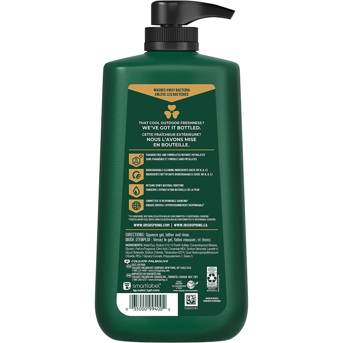 Sữa Tắm Gội Toàn Thân Nam IRISH SPRING 5IN1 946ML - Hàng Mỹ