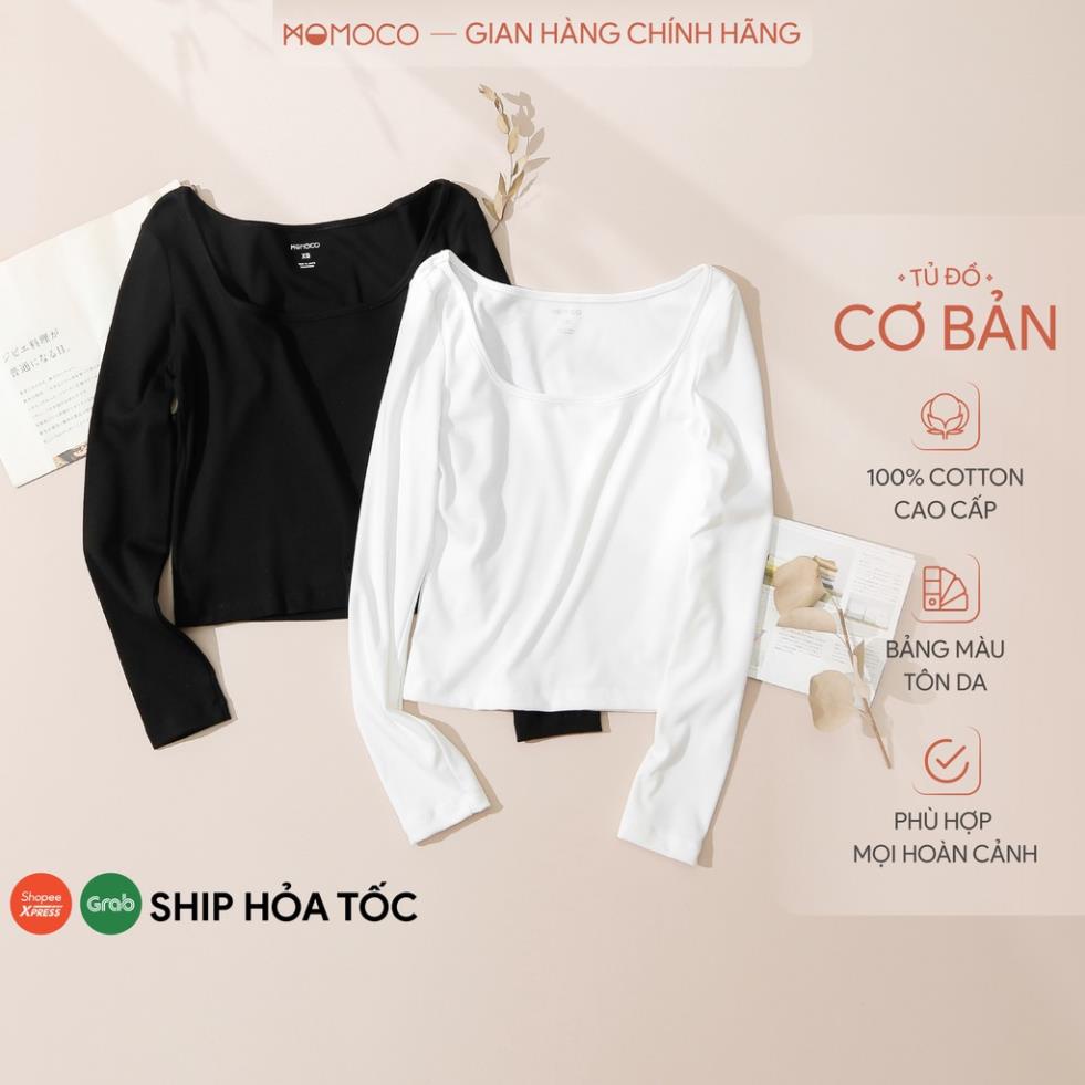 Áo phông nữ chất thun cotton MOMOCO thiết kế dài tay cổ vuông dáng ôm thoáng mát M2906 *