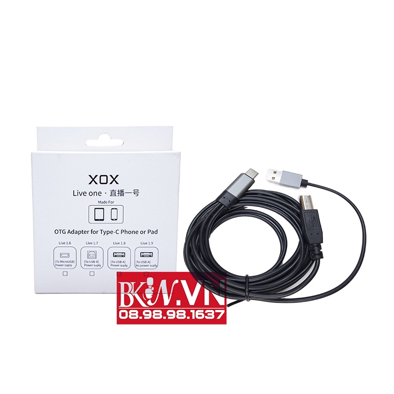 Dây live xox kết nối sound card qua qua OTG Type C