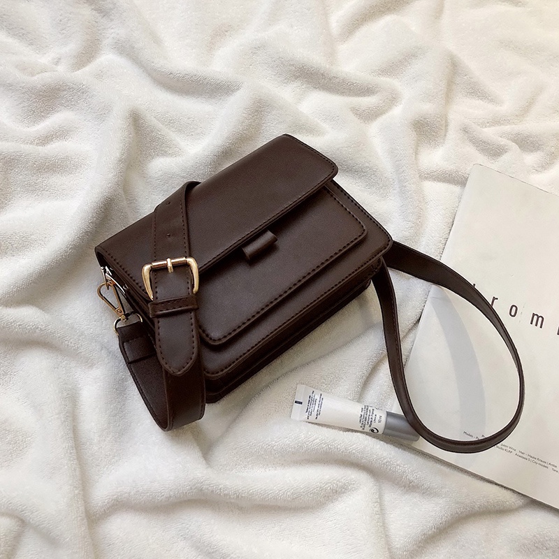 Túi Đeo Chéo Hình Vuông Nhỏ Màu Sắc Trơn Phong Cách Hàn Quốc Cho Nữ