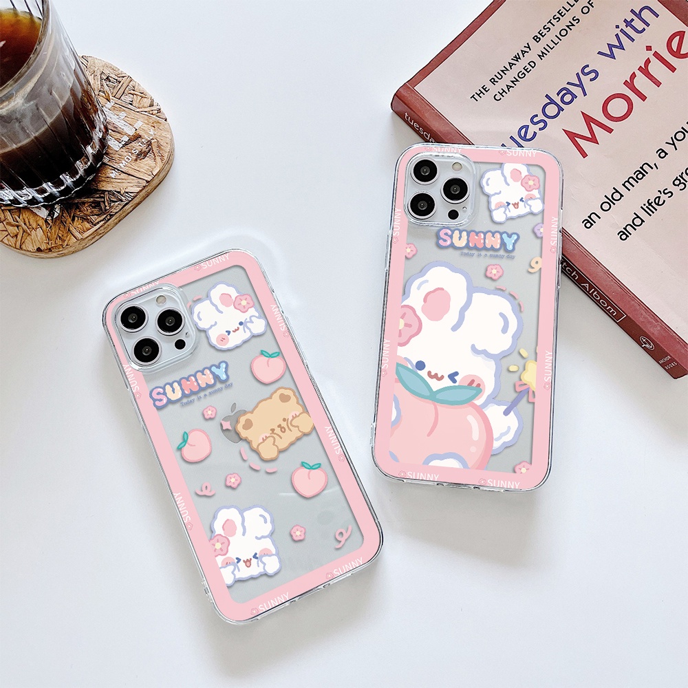 Ốp Điện Thoại Tpu Mềm In Hình Thỏ Dễ Thương Cho iPhone 11 12 13 pro max XS X XR XSMax 7 8 6 6s plus 5 4 SE 2020