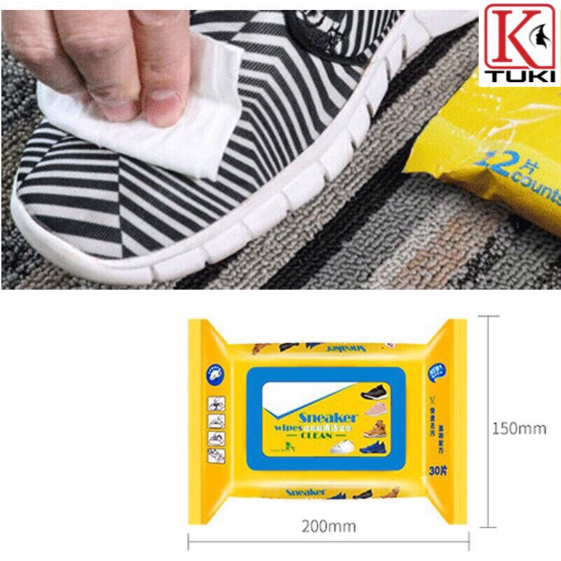 Khăn lau giầy Sneaker bịch 30 tờ - lau siêu sạch, tiện dụng