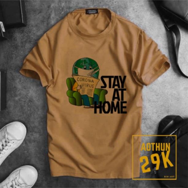 TRỢ GIÁ - ALBUM 838 - ÁO THUN SLOGAN &quot;STAY AT HOME&quot; CO19 NHIỀU MÀU