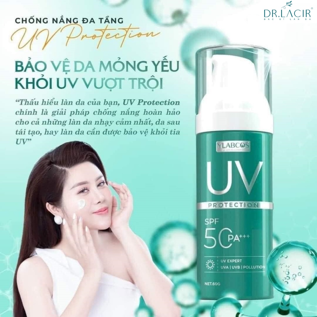 Kem chống nắng đa tầng SPF 50PA+++ chống nắng,dưỡng trắng da,mờ thâm, Uv Protection Ylabcos DR.LACIR 60 gram LM39