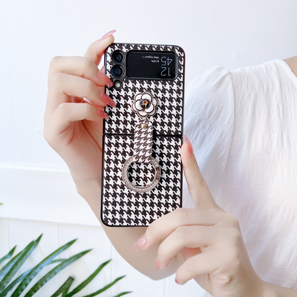 Bao Da Điện Thoại Chống Sốc Họa Tiết Hoa Chi Trà Lấp Lánh Cho samsung galaxy zflip5 z flip 3 z flip 4 5g z flip3 z flip3 zflip4 Ốp