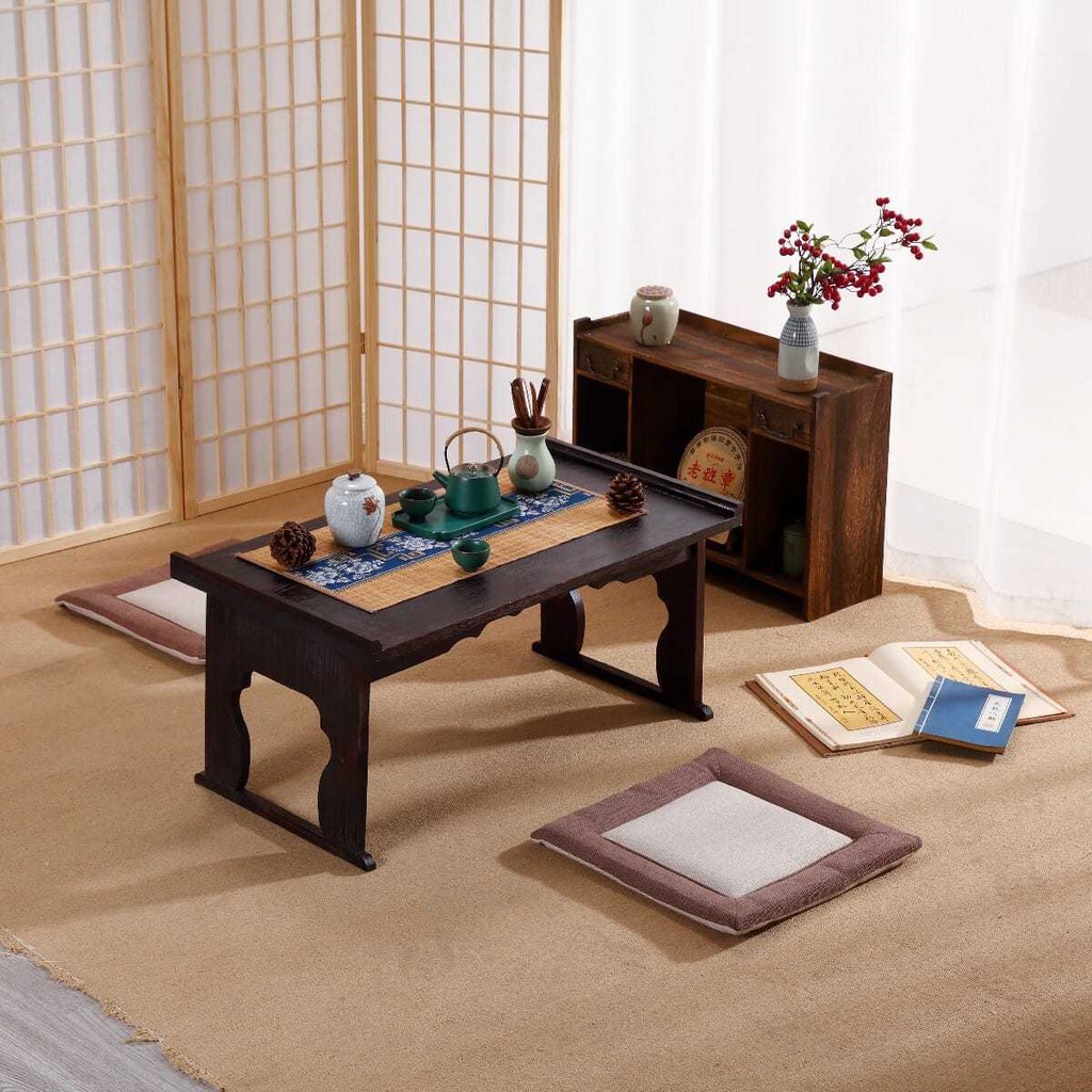 Bàn cà phê Tatami gỗ rắn nhà thấp trà nhỏ Kang gấp cửa sổ ban công kiểu Nhật