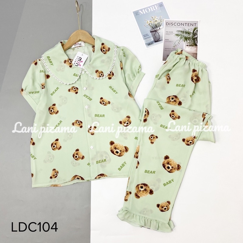 BỘ PYJAMA ÁO CỘC QUẦN DÀI HỌA TIẾT, BỘ MẶC NHÀ LỤA LATIN SIÊU MỀM MỊN MÁT