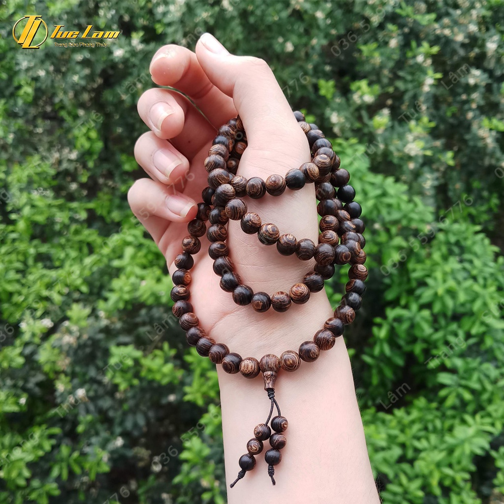 Vòng Chuỗi Trầm Hương Tràng Hạt 108 Hạt Gỗ Trầm Sánh Chìm Mùi Thơm Dịu Nhẹ - Tuệ Lâm