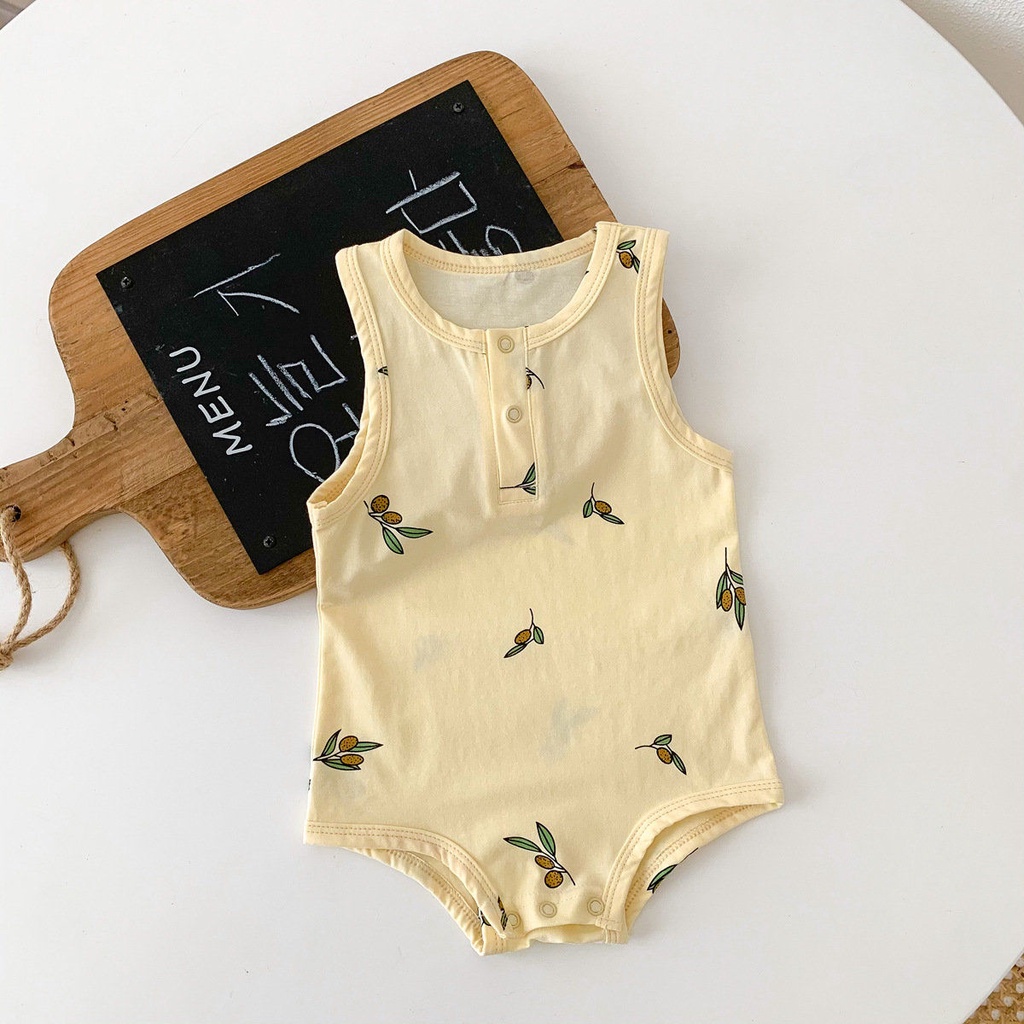 Bộ Áo Liền Quần Sát Nách Vải Cotton Thời Trang Mùa Hè Cho Bé Từ 0-2 Tuổi