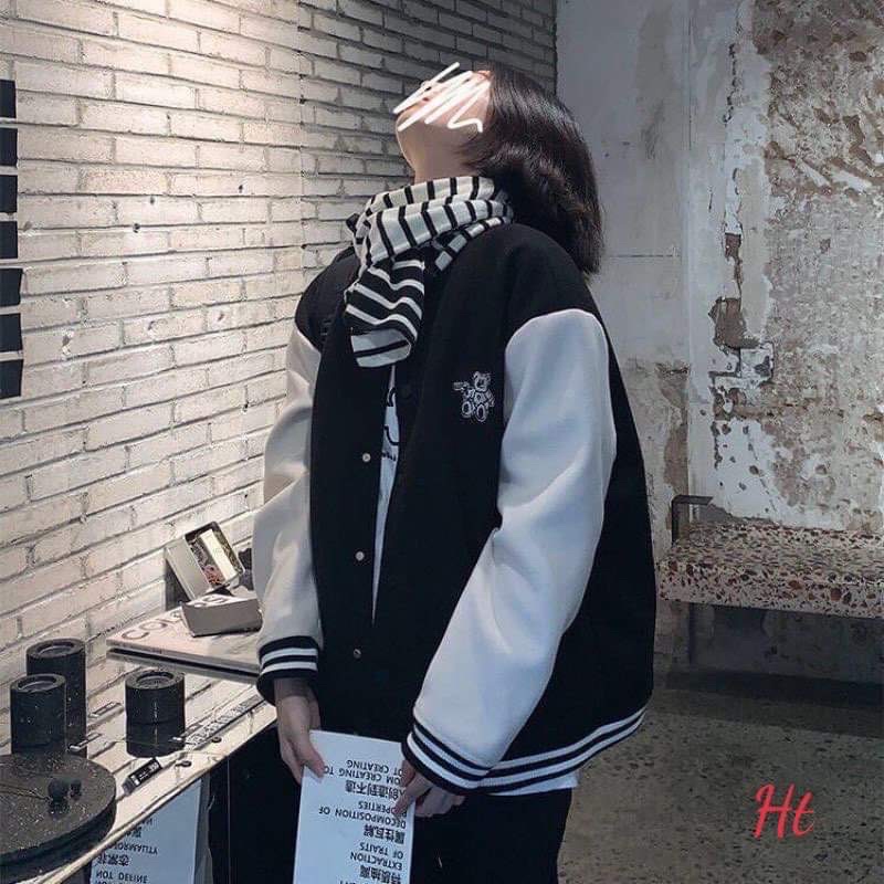 Áo bomber phối tay gấu ngồi H2A