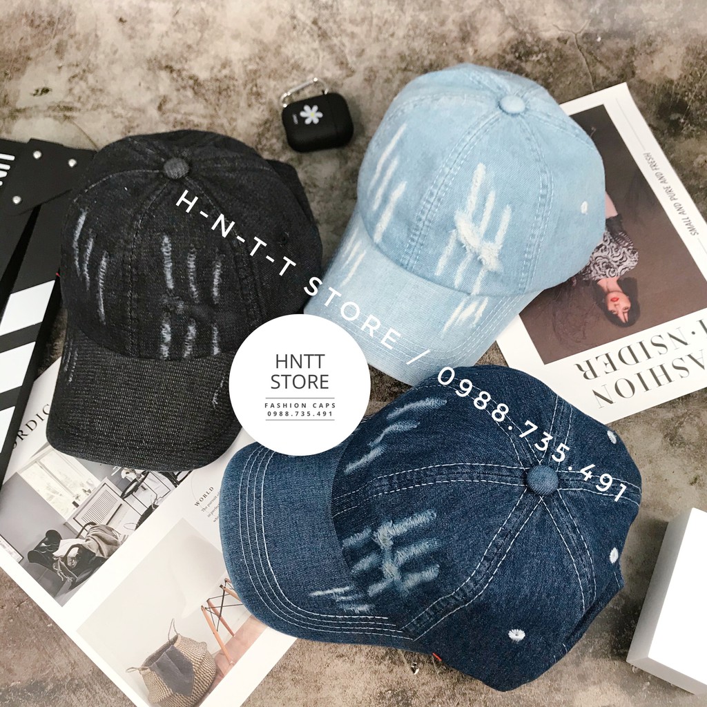 Mũ Lưỡi Trai - Nón Kết JEANS Rách Phá Cách Thời Trang NAM/NỮ , Cá Tính , Bụi Bặm