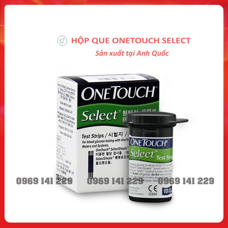 Que thử đường huyết OneTouch Select, hộp 25 que thử, sản xuất Anh Quốc