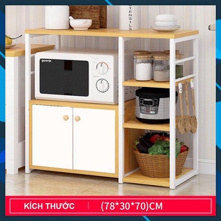 Kệ nhà bếp - kệ để lò vi sóng 2 tầng kèm 3 ngăn đựng đồ đa năng tiện ích gọn gàng