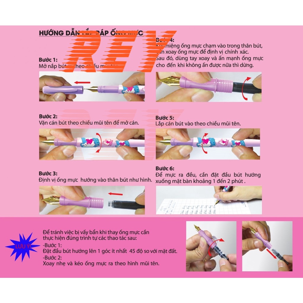 COMBO 2 cây bút máy 𝑻𝒉𝒊𝒆̂𝒏 𝑳𝒐𝒏𝒈 Điểm 10 FTC-08 sử dụng ống mực size 3,4