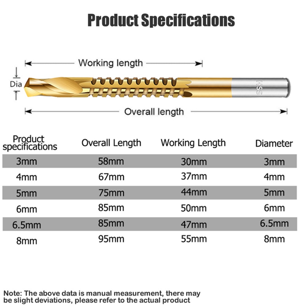 Bộ 6 mũi khoan xoắn ốc DIYMORE 3~8mm dùng cho máy khoan gỗ diy