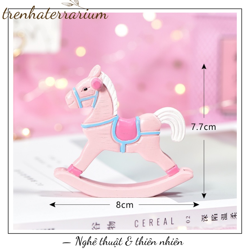 Tiểu cảnh ngựa bập bênh trang trí bonsai, mô hình, terrarium