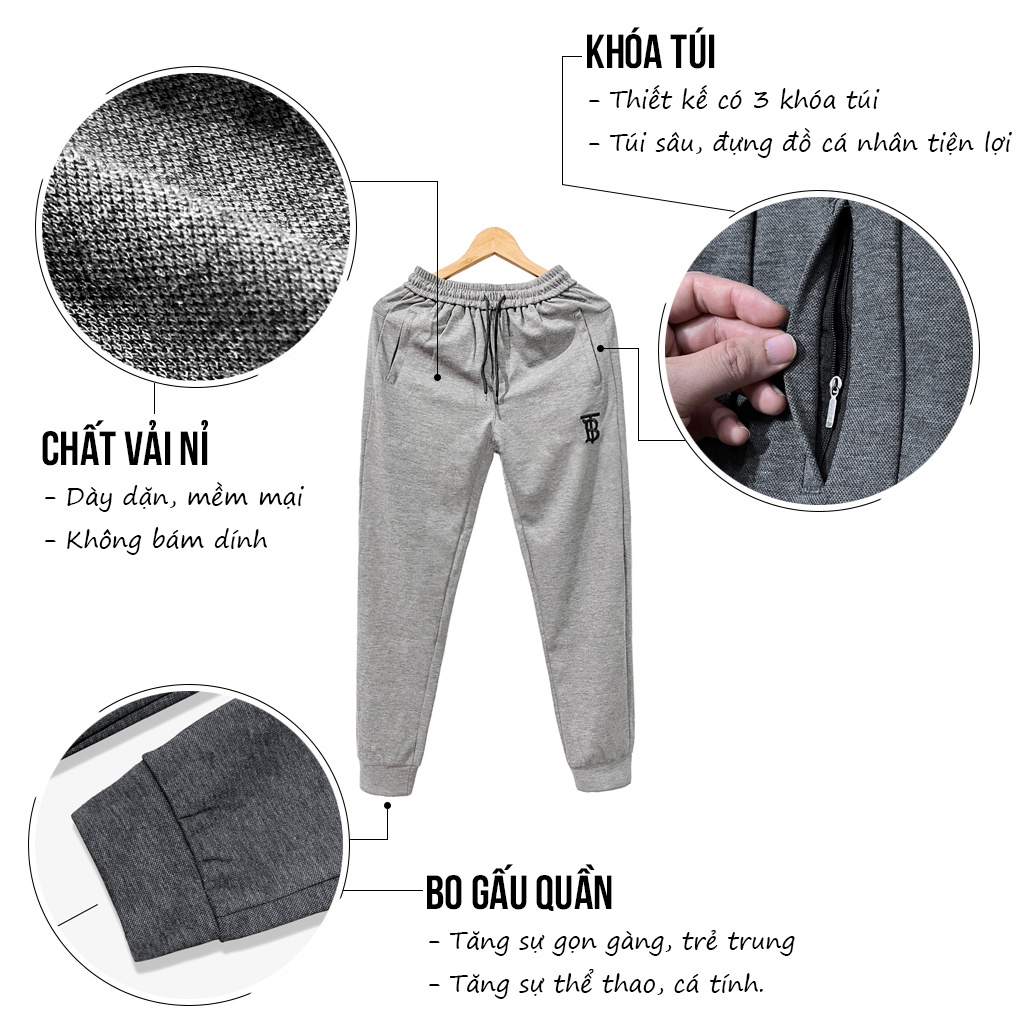 Quần nỉ nam ống suông và ống bó dài mặc mùa đông, dáng trẻ trung, có khóa túi BMF N066