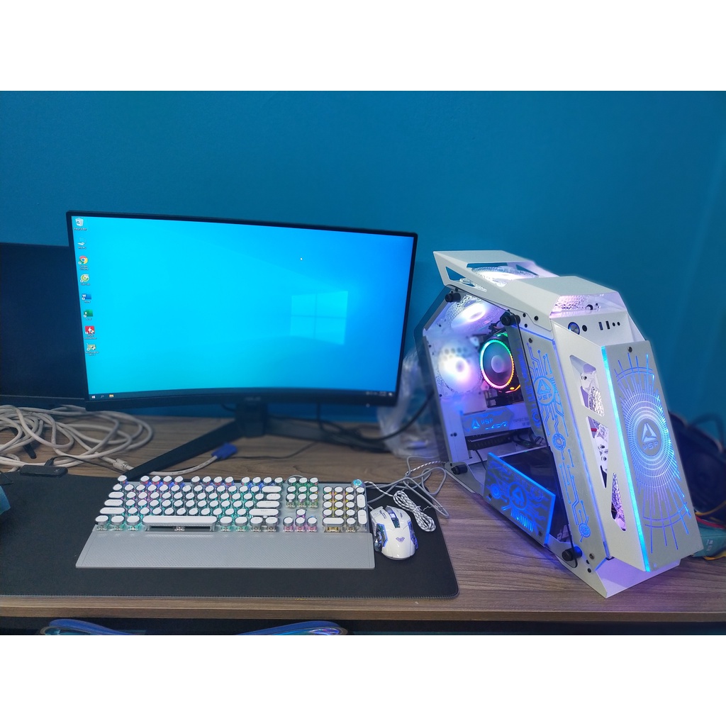 [Zalo giá tốt] Máy Bộ GAMING màu trắng FULL phím chuột led Chơi các loại game