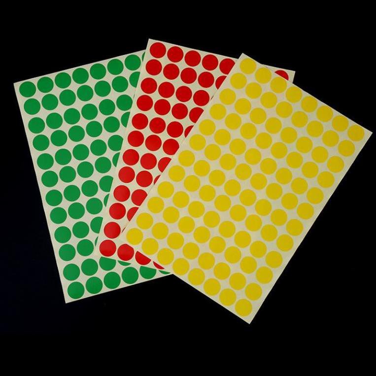 100 Tem màu dán tròn không thấm nước 2cm giấy nhiều màu, tem đánh dấu theo loại, tem dán hộp sản phẩm, tem nhãn