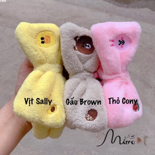 Băng đô tẩy trang băng đô rửa mặt mềm mịn gấu thỏ vịt line friends