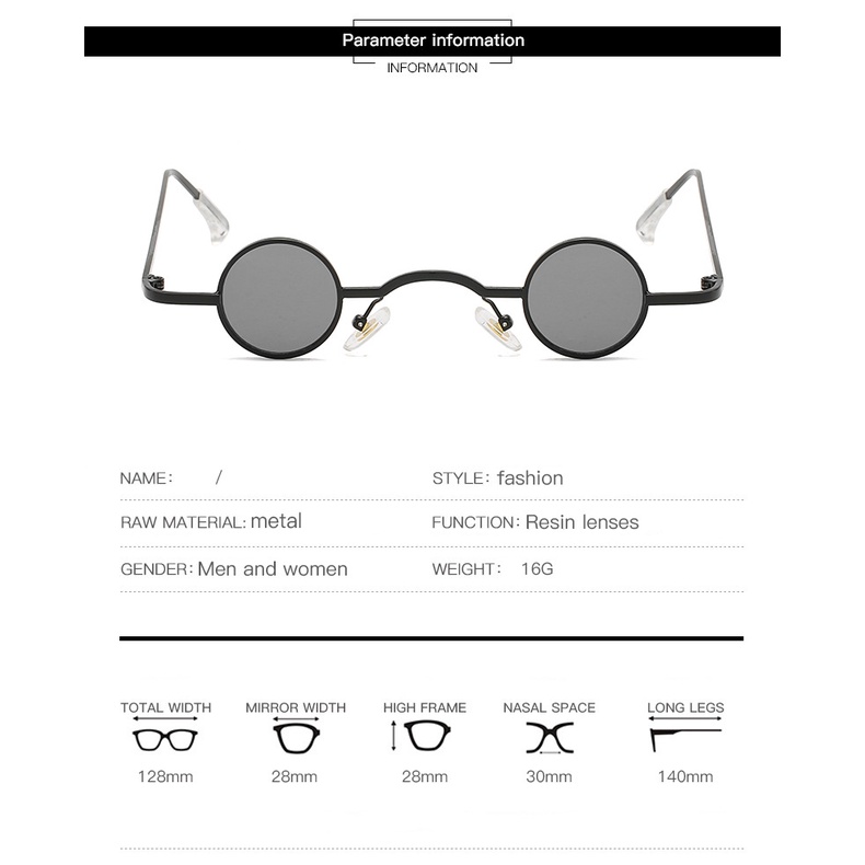 Small Round Sunglasses Women Men UV400 Metal Brand Designer Punk Sun Glasses Steampunk Vintage Goggles Black Shades
