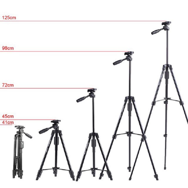 Chân máy ảnh, tripod Weifeng WT-3388 cao cấp, siêu chắc và tặng kèm kẹp điện thoại và remod xịn ( SIÊU BỀN )