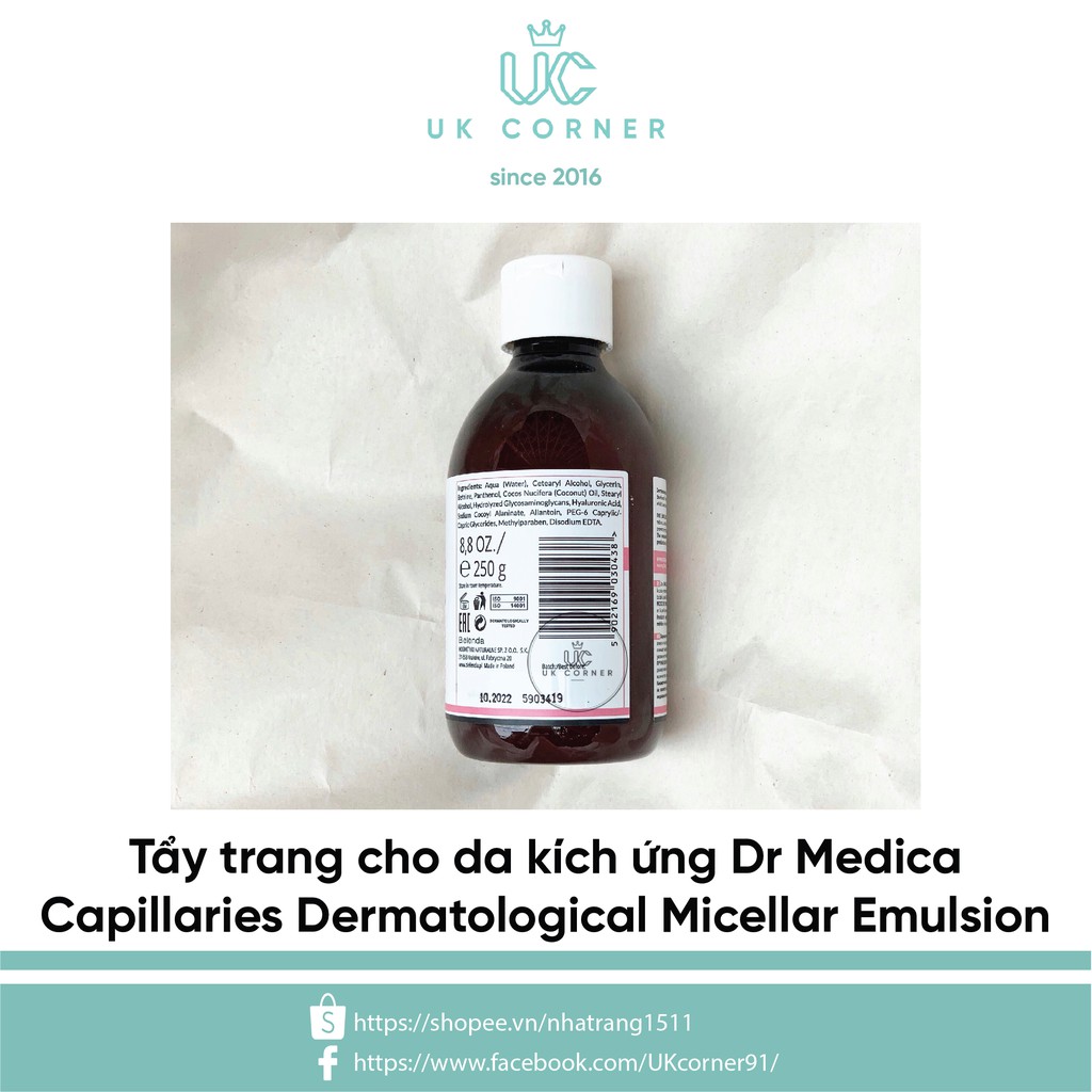 Tẩy trang cho da kích ứng Dr Medica Capillaries Dermatological Micellar Emulsion | BigBuy360 - bigbuy360.vn