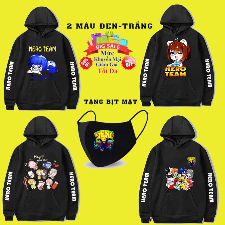 🔥HERO TEAM🔥 BST Áo HOODIE HERO TEAM - MINI WORLD - MINICRAFT 🎁 kèm quà tặng bịt mặt💥