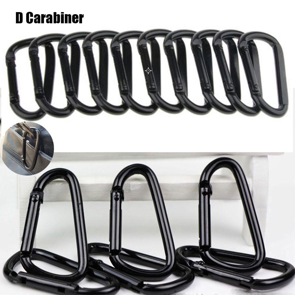 Set 10 / 20 Móc Khóa Leo Núi Bằng Hợp Kim Nhôm Màu Đen Chất Lượng Cao