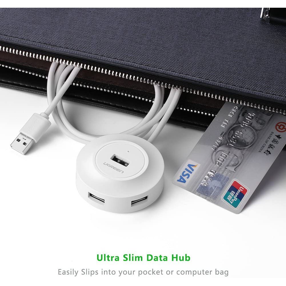 Hub Ugreen USB 2.0 4 cổng tốc độ cao chính hãng 20277 dây dài 1m