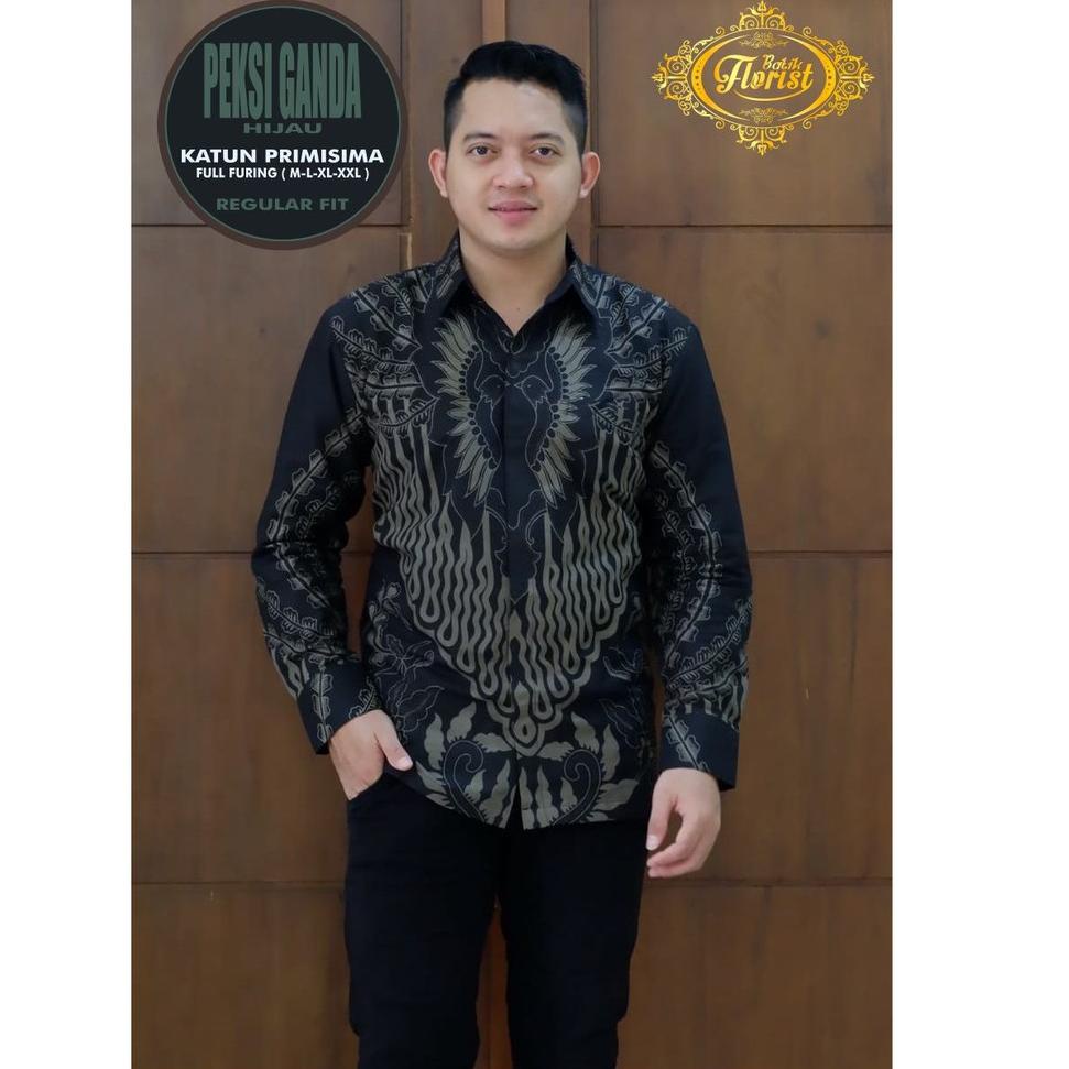 < C Áo Sơ Mi Nam Batik Full Furing Primisima Chất Liệu Cotton Màu Xanh Lá Cây 2987 ☽