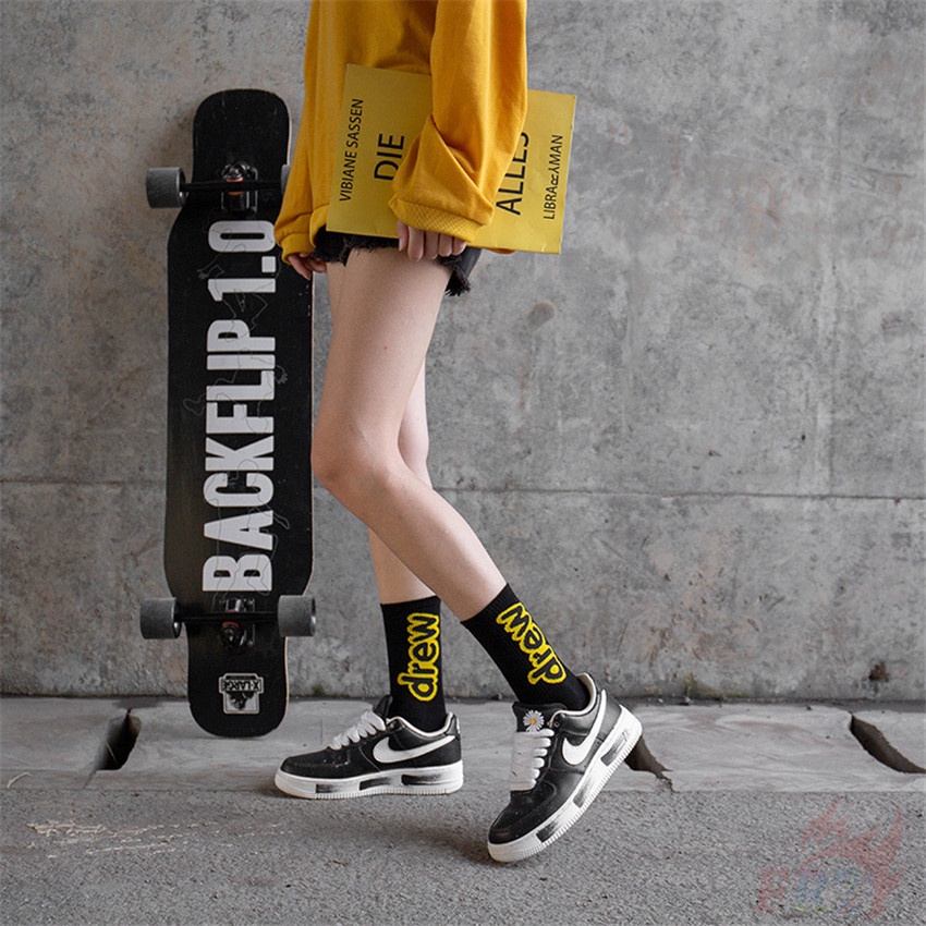 ❀ Vớ Nhà Drew ❀ 1 Đôi Tất Ngắn Thời Trang Hip Hop Đường Phố Unisex