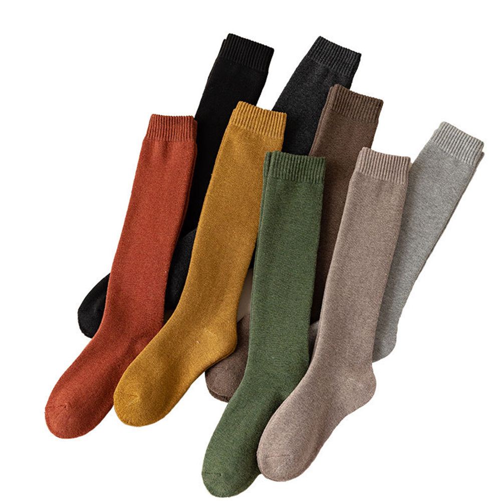 Tất ống cao dày dặn thoáng khí màu sắc đơn giản phong cách đường phố Hàn Quốc dành cho nữ