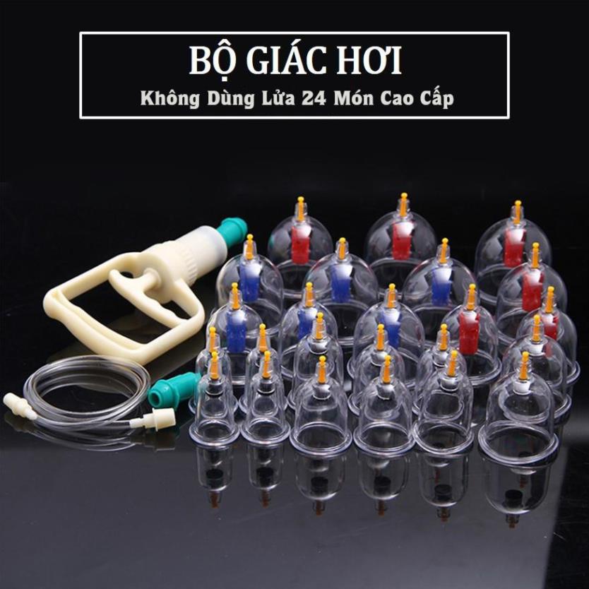 Bộ giác hơi 24 ống chân không, Bộ giác hơi không dùng lửa (24 phụ kiện), Giúp giải độc tố, Cho cơ thể khỏe mạnh